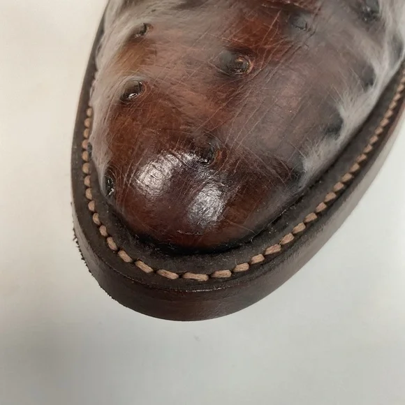 Rios Of Mercedes Tobacco Brown Ostrich Cowboy Boots Men’s 8.5 B | Women’s 9.5 - Picture 14 of 16
